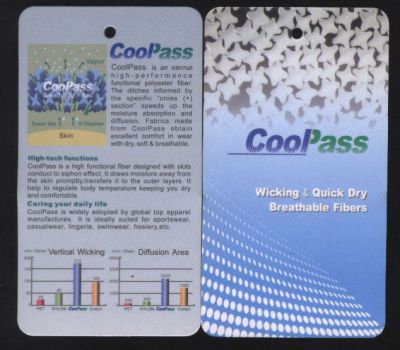 COOLPASS--江蘇恒力化纖有限公司，功能主要是吸濕排汗